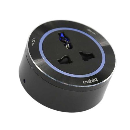 Toma de corriente internacional ITL3 Negra - Anillo Alu - Led Azul