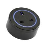 Toma de corriente inglesa BS4-L Negra - Anillo plástico Negro - Led Azul