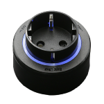 Toma corriente schuko GS4-L Negra- Anillo plastico negro - Led azul