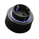 Toma corriente schuko GS4-L Negra- Anillo plastico negro - Led azul